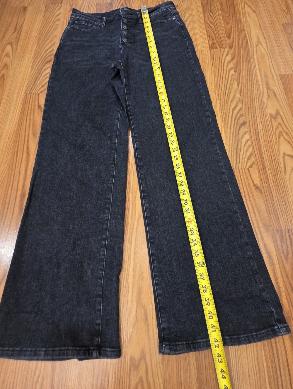 Judy Blue Nellie High Rise Button Fly Trouser Wide Leg Jeans Size 11 / 30 Black - Picture 7 of 14